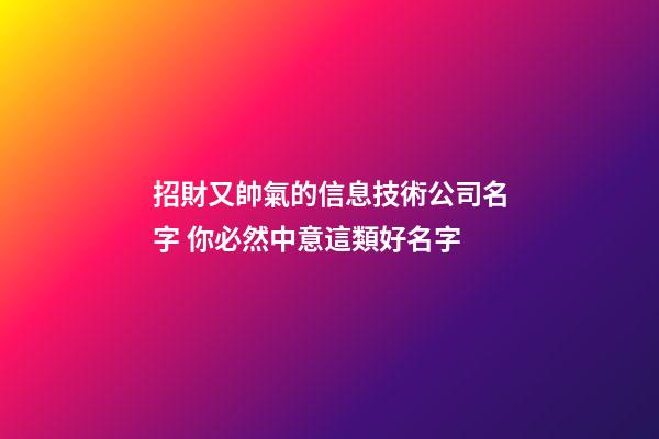 招財又帥氣的信息技術公司名字 你必然中意這類好名字-第1張-公司起名-玄機派